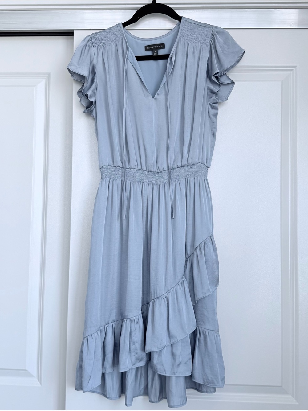 Banana Republic Factory Light Blue Ruffle Midi Dress